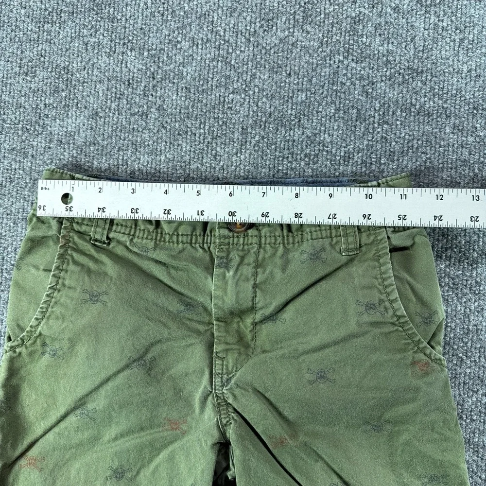 Carters Boys Olive Green Skull Crossbones Print Chino Shorts Size 6 Summer